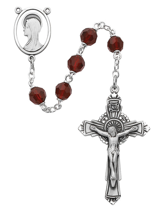 Sterling Silver 7MM Garnet Tincut Rosary