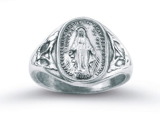 Sterling Silver Miraculous Medal Ring Size 6