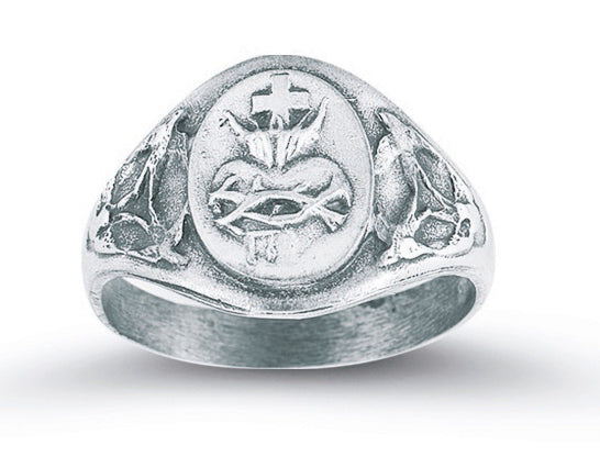 Sterling Silver Sacred Heart of Jesus Ring Size 5