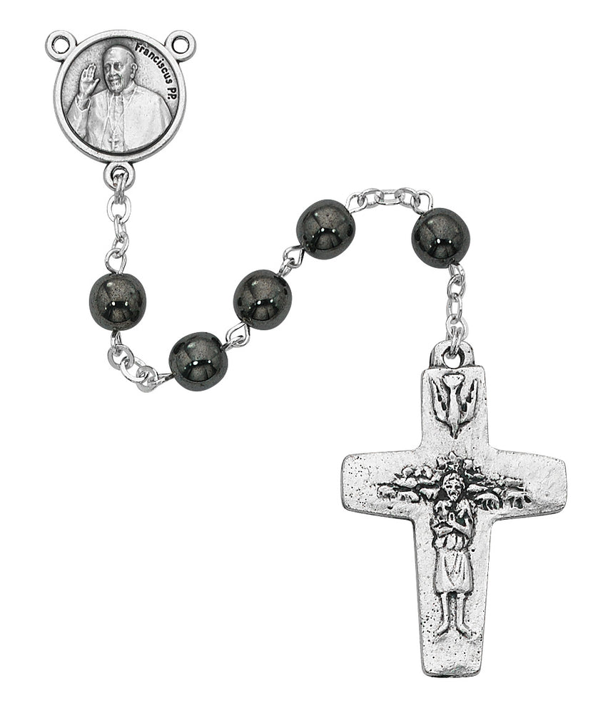 7MM Hematite Pope Francis Rosary