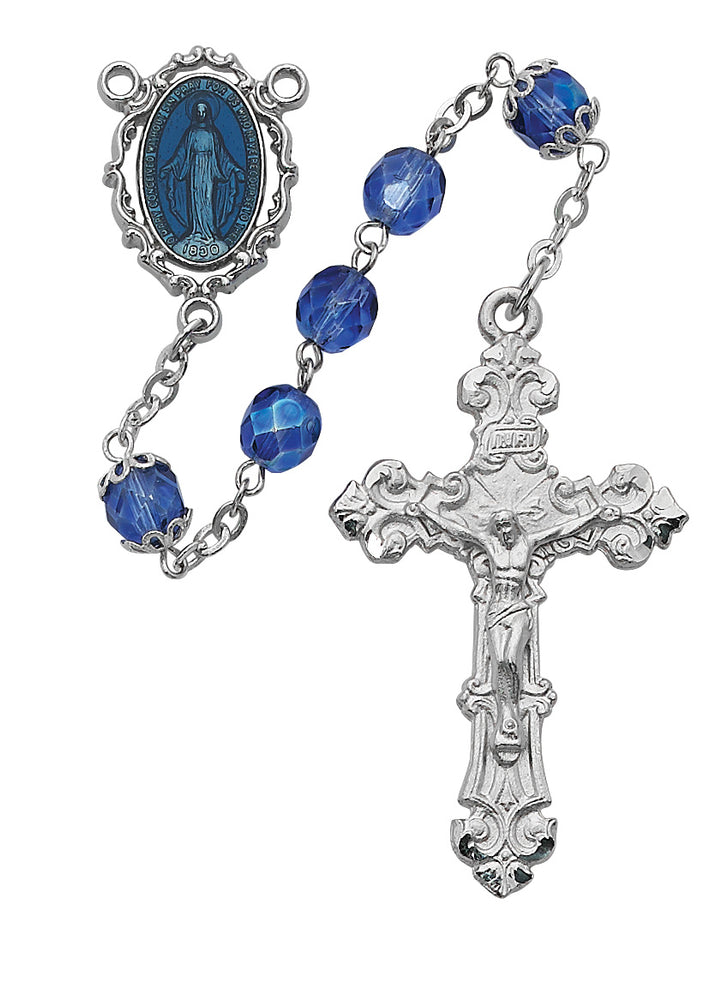 7MM Blue Capped O.F. Rosary