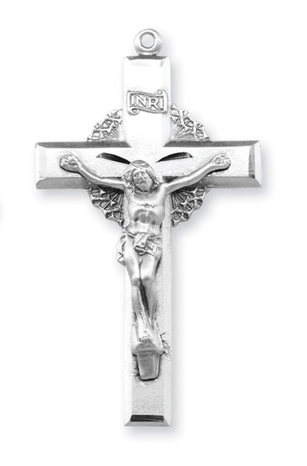 2-inch Sterling Silver Crown of Thorns Crucifix with 24-inch Chain