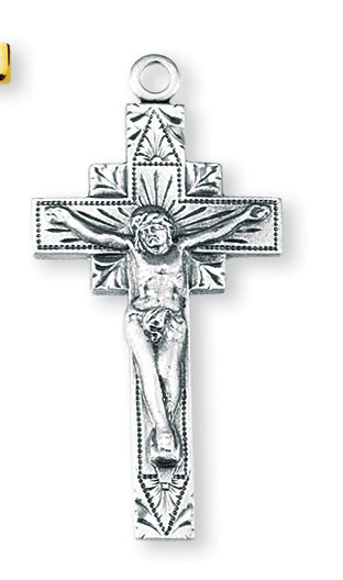 1 5/16-inch Sterling Silver Crucifix with 24-inch Chain