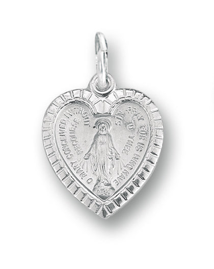 13/16-inch Sterling Silver Miraculous Heart Pendant with 18-inch Chain