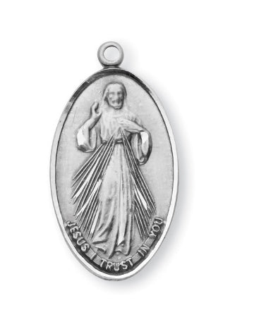 1-inch Sterling Silver Divine Mercy/Maria Faustina Medal with 18-inch Chain