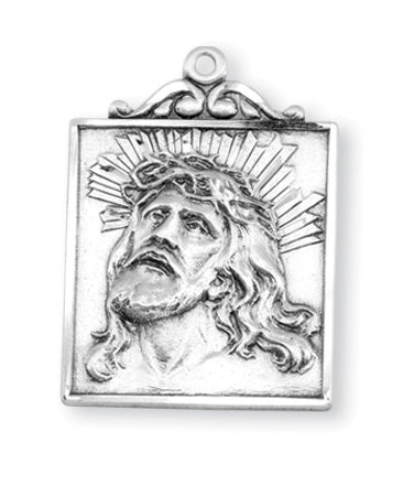 1 1/16-inch Sterling Silver Christ Medal with 24-inch Chain