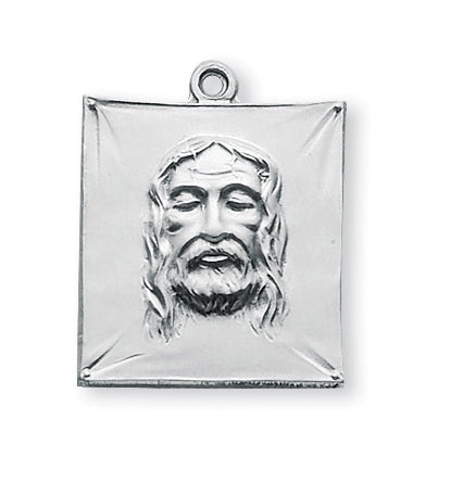 15/16-inch Sterling Silver Shroud of Turin Medal with 24-inch Chain