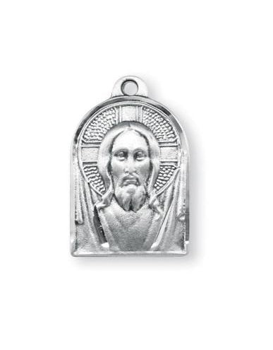 13/16-inch Sterling Silver Medal of Christ with 18-inch Chain
