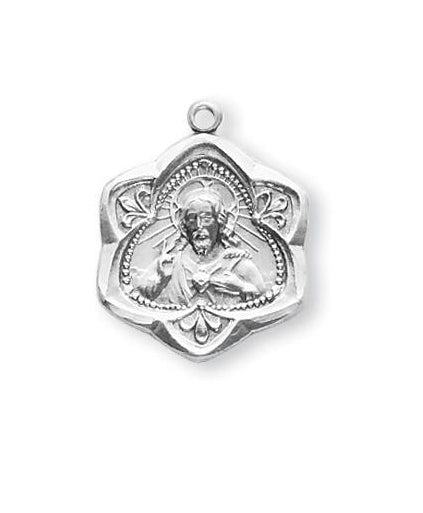7/8-inch Sterling Silver Scapular Medal with 18-inch Chain