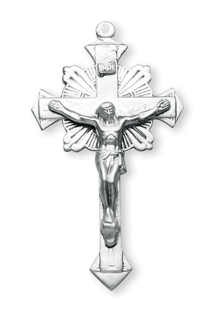 1 13/16-inch Sterling Silver Crucifix with 24-inch Chain