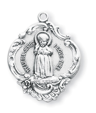 1-inch Sterling Silver Infant Jesus Medal with 18-inch Chain