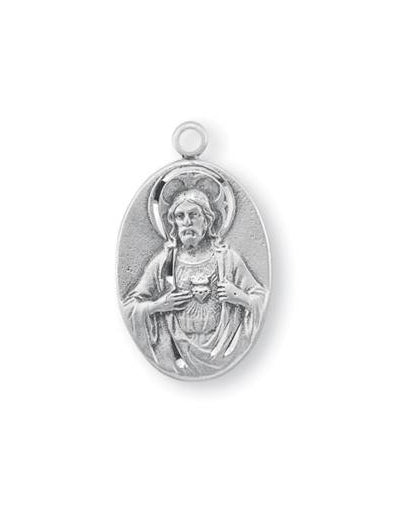7/8-inch Sterling Silver Scapular Medal with 18-inch Chain