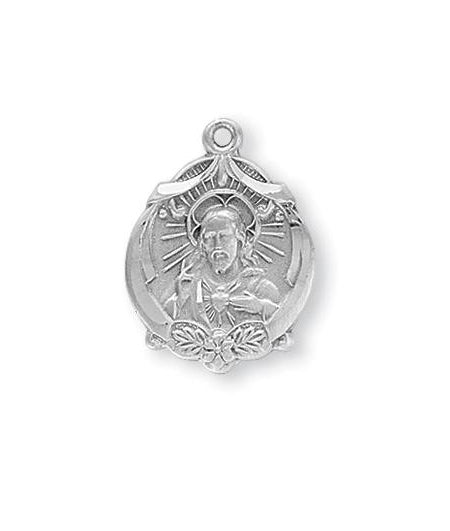 13/16-inch Sterling Silver Scapular Medal with 18-inch Chain