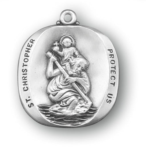 Sterling Silver Rounded Edge Square Saint Christopher Medal