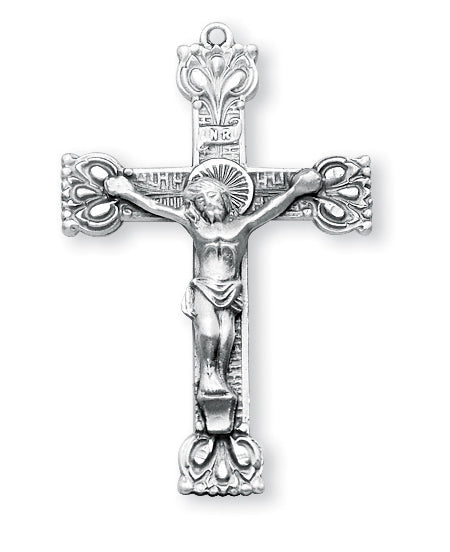 1 7/16-inch Sterling Silver Crucifix with 24-inch Chain