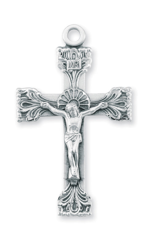 2 3/16-inch Sterling Silver Crucifix with 24-inch Chain