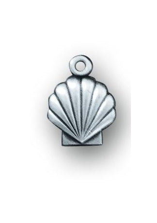 1/2-inch Sterling Silver Holy Baptism Shell Medal with 13-inch Chain