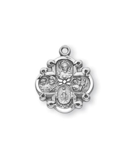 3/4-inch Sterling Silver 4-Way Medal with 18-inch Chain