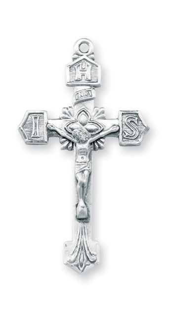 1 15/16-inch Sterling Silver Crucifix with 24-inch Chain