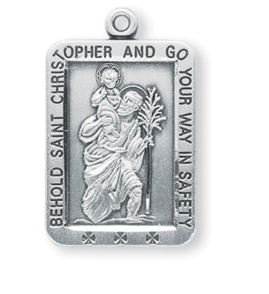 Sterling Silver Square Saint Christopher Medal
