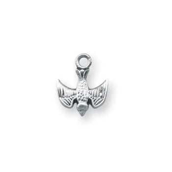 7/16-inch Sterling Silver Holy Spirit Medal with 16-inch Chain