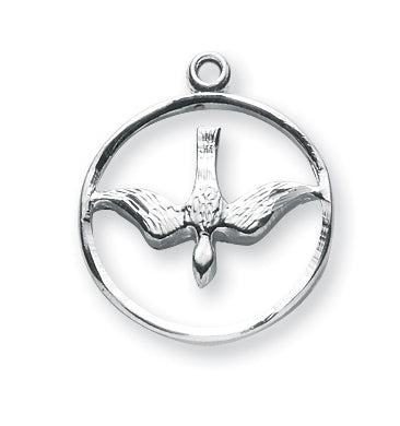 7/8-inch Sterling Silver Holy Spirit Medal with 18-inch Chain