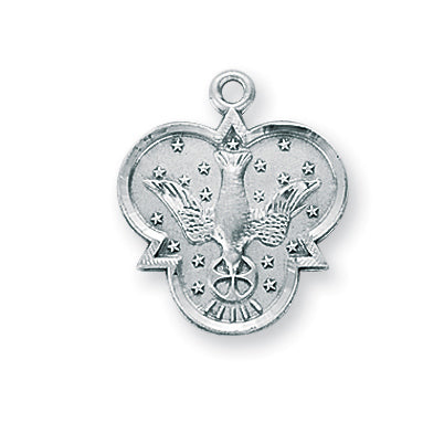 7/8-inch Sterling Silver Holy Spirit Medal with 18-inch Chain