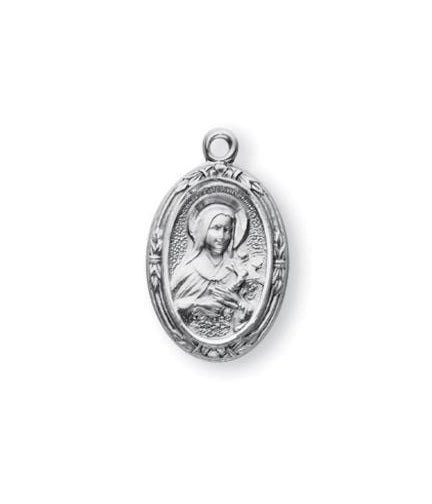 3/4-inch Sterling Silver Saint Therese Medal with 18-inch Chain