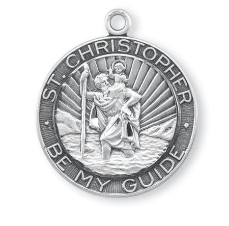 Sterling Silver Round Saint Christopher Medal