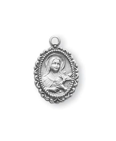 5/8-inch Sterling Silver Saint Therese Medal with 18-inch Chain