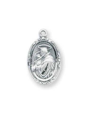 7/16-inch Sterling Silver Saint Anthony Medal with 18-inch Chain
