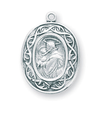 15/16-inch Sterling Silver Saint Anthony Medal with 18-inch Chain