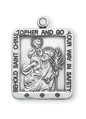 Sterling Silver Square Saint Christopher Medal