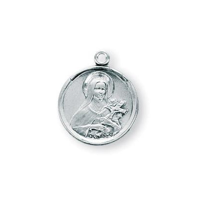 5/8-inch Sterling Silver Saint Therese Medal with 18-inch Chain