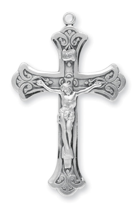 2 1/8-inch Sterling Silver Crucifix with 24-inch Chain