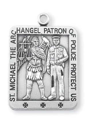 Sterling Silver Square Shaped Saint Michael Medal