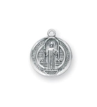 5/8-inch Sterling Silver Saint Benedict Medal with 18-inch Chain