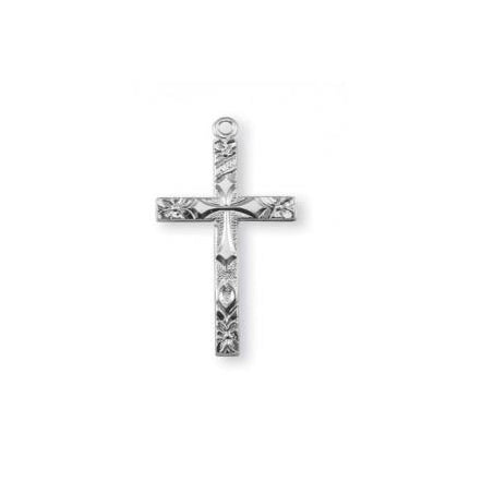1 1/8-inch Sterling Silver Cross with 18-inch Chain