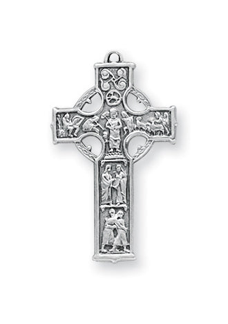 1 1/8-inch Sterling Silver Celtic Cross with 18-inch Chain