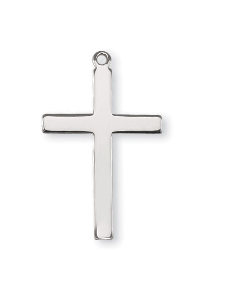 1 5/16-inch Sterling Silver Plain Cross with 20-inch Chain