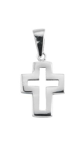 5/8-inch Sterling Silver Cut Out Cross with 18-inch Chain