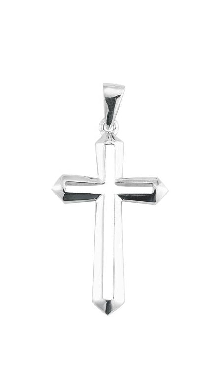 1 1/4-inch Sterling Silver Cut Out Cross with 18-inch Chain