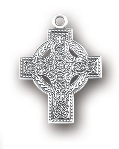 1 1/16-inch Sterling Silver Celtic Cross with 24-inch Chain