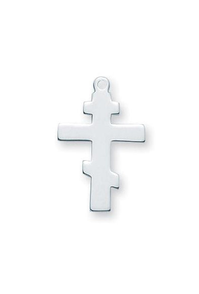 15/16-inch Sterling Silver Byzantine Cross with 18-inch Chain