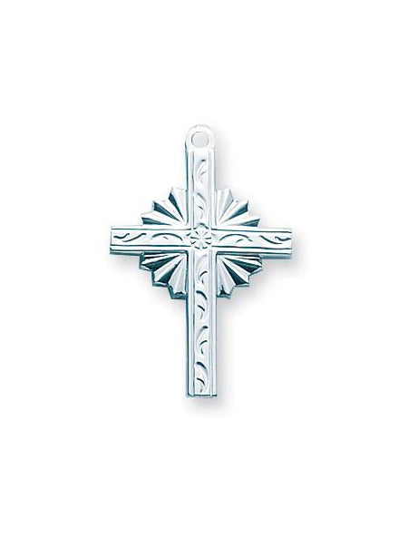 15/16-inch Sterling Silver Cross with 18-inch Chain