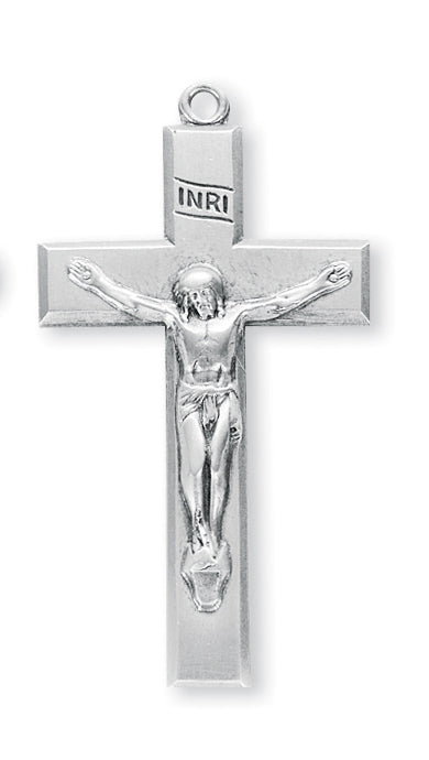 1 13/16-inch Sterling Silver Crucifix with 24-inch Chain