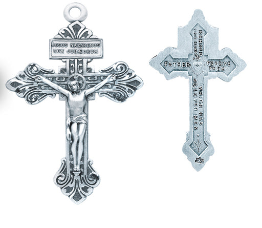 2 1/8-inch Sterling Silver -inchPardon-inch Crucifix with 24-inch Chain