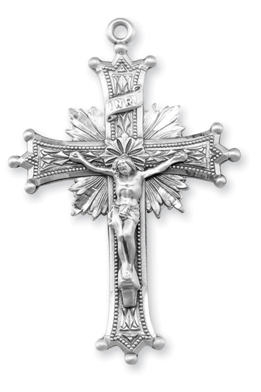 2 1/4-inch Sterling Silver Crucifix with 24-inch Chain