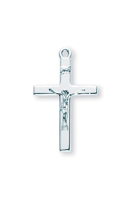 1 1/8-inch Sterling Silver Crucifix with 20-inch Chain
