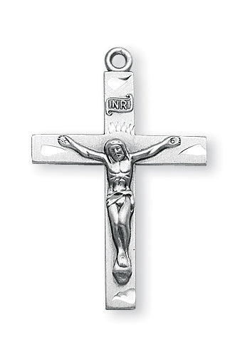 1 3/16-inch Sterling Silver Crucifix with 20-inch Chain